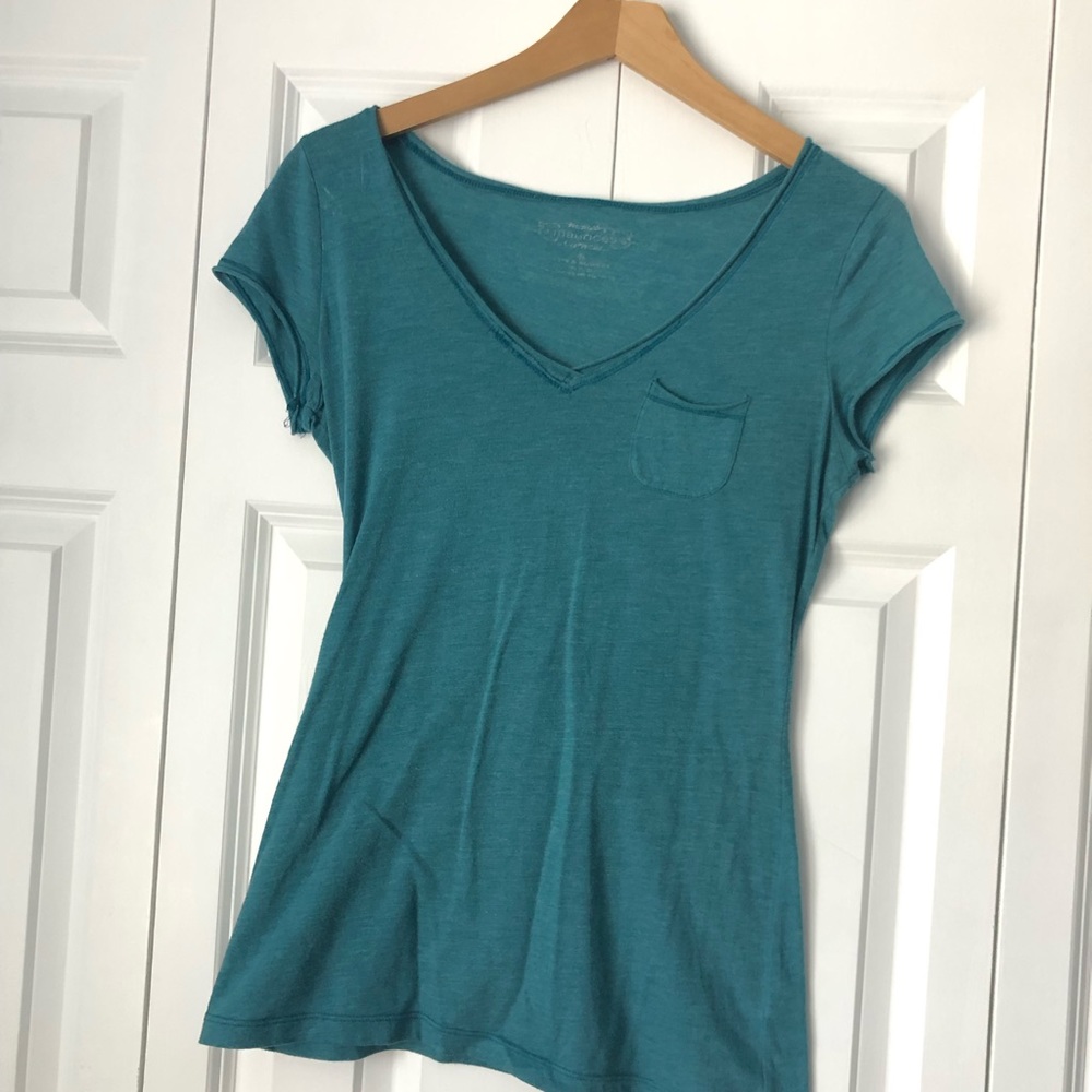 Teal breast pocket T-shirt